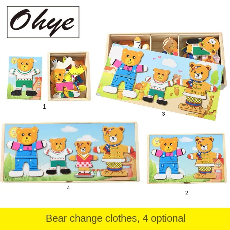 ohye-0005.5a 1 Четыре медведя, одежда для семьи, магнитные Обучающие игрушки, деревянные детские развивающие познавательные игрушки для детей раннего возраста - Цвет: ohye-0005.5a 1