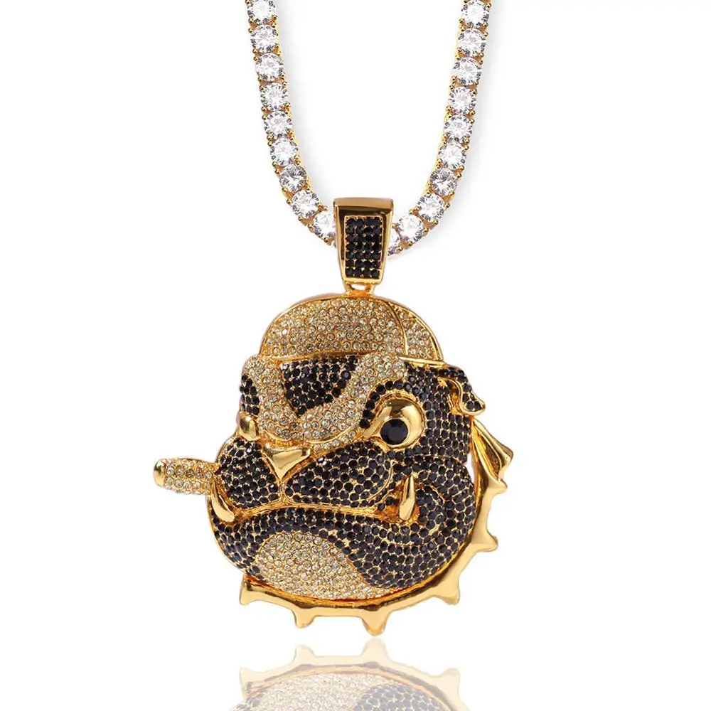 Кулон в виде мопса из циркона украшение стиле хип хоп кубинская цепь с головой