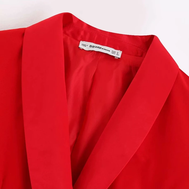 Модный женский двубортный красный костюм пальто для отдыха женские топы с длинными рукавами Осенняя Свободная верхняя одежда C715