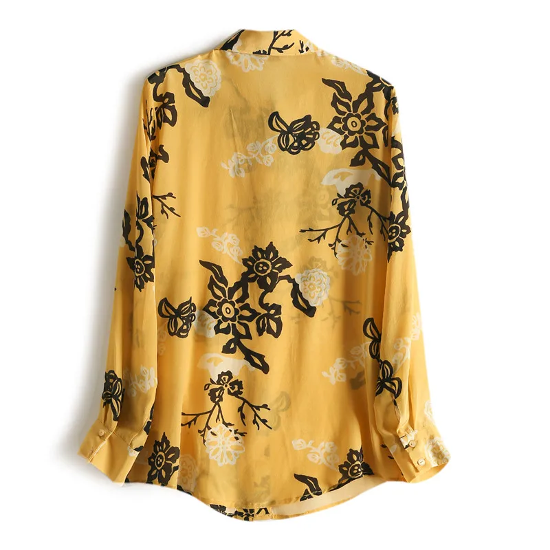 SuyaDream Silk Floral Blouse Women 100% Silk Crepe