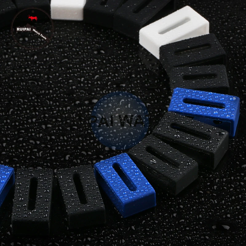 

2pcs/lot Rubber Watchband Loop Holder Roof Black / Blue / White Silicone Watch Straps Keepers Locker Loop Replacement Parts
