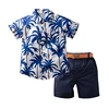 Lioraitiin 3Pcs 1-6Y Infant Baby Boy Summer Outfit Set Hawaiian Short Sleeve Button Down Shirt+Short Pants+Waistband Casual Suit 1