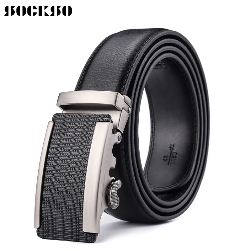 2019 модный мужской ремень с автоматической пряжкой кожаный черные ремни для