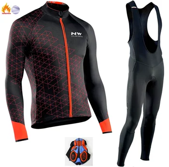 

NW 2019 Pro team men's cycling suit winter warm fleece Jersey cycling riding warm MTB bike set northwave