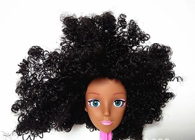 Африканская кукла головы 4D глаз голова куклы длинные волосы черного цвета ABS куклы сделай сам подарок игрушки куклы аксессуары для девочек подарок на день рождения - Цвет: head only