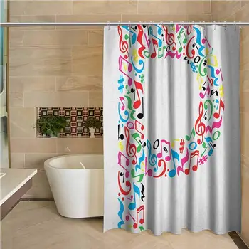 

Letter P Precision Custom Shower Curtain Notes of Music Harmoniously Combined Creating Capital P Alphabet ABC Design Print