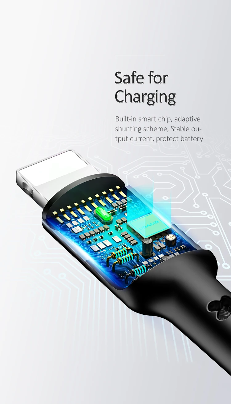 USAMS 4 3 в 1 мульти usb кабель для зарядки для iPhone8 samsung xiaomi зарядное устройство для apple светильник с разъемом микро usb type c кабель светодиодный пружина