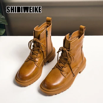 

Retro Women autumn winter ankle boots female British wind side zipper motorcycle short boots fashion wild trend flat boots v871