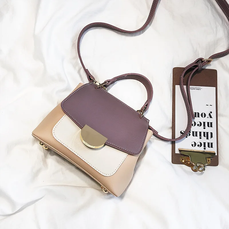 

2020 New European and American Style Fashion Simple Contrasting Color All-match Flip Handbag Messenger Women Bag