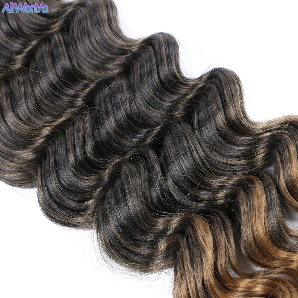 Water Deep Wave Hair Synthetic Crochet Braids Hair Hook Braids Curly Organic Hair Ombre For Black Women High Temperature Fiber