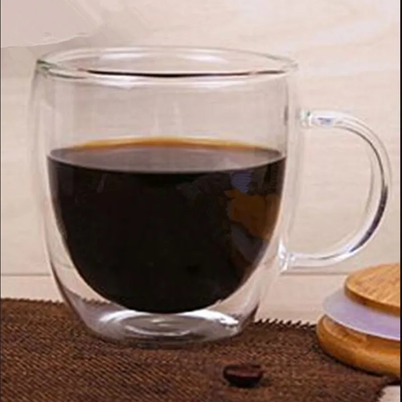 B 250ml Doppel Kaffee Becher Mit die Griff Becher Trinken Isolierung Doppel Wand Glas Tee Tasse kreactive Geschenk Drink Milch - Цвет: B 250ml