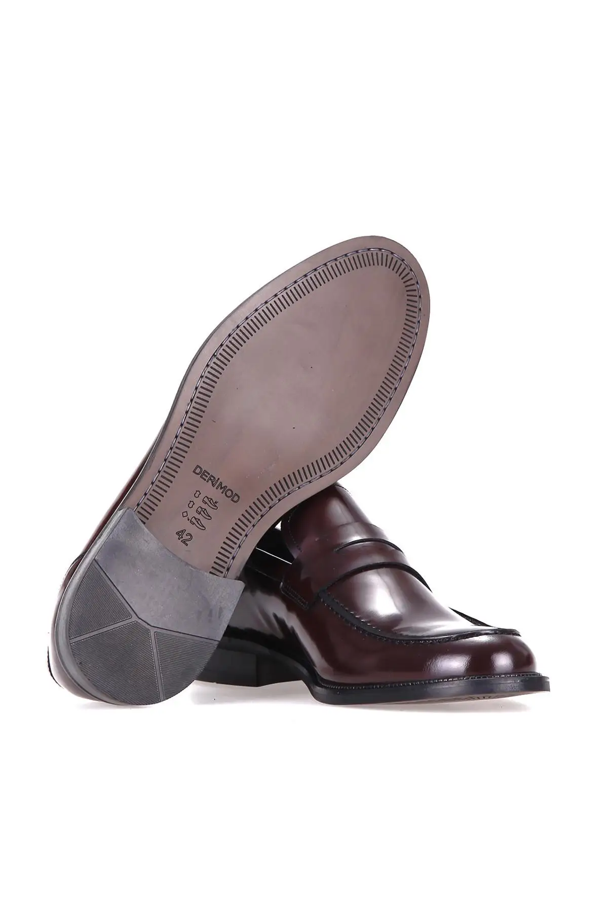 Derimod Genuine Leather Burgundy Men 'S Loafer Shoes