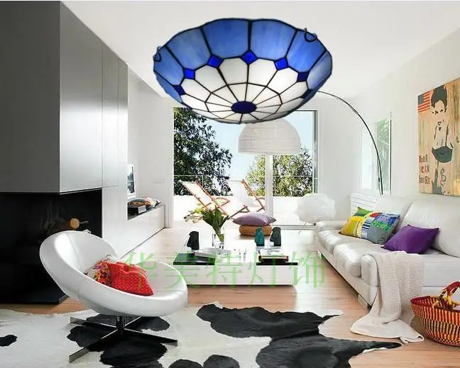 

Bohemia west Mediterranean Tiffany ceiling lamps cover the living room study bedroom lamp simple Aegean Sea