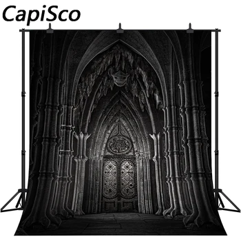 

Capisco Vintage Dim Gothic Room Background Halloween Scary Skull Photography Backdrop Haunted Castle Interior Photo Studio Props