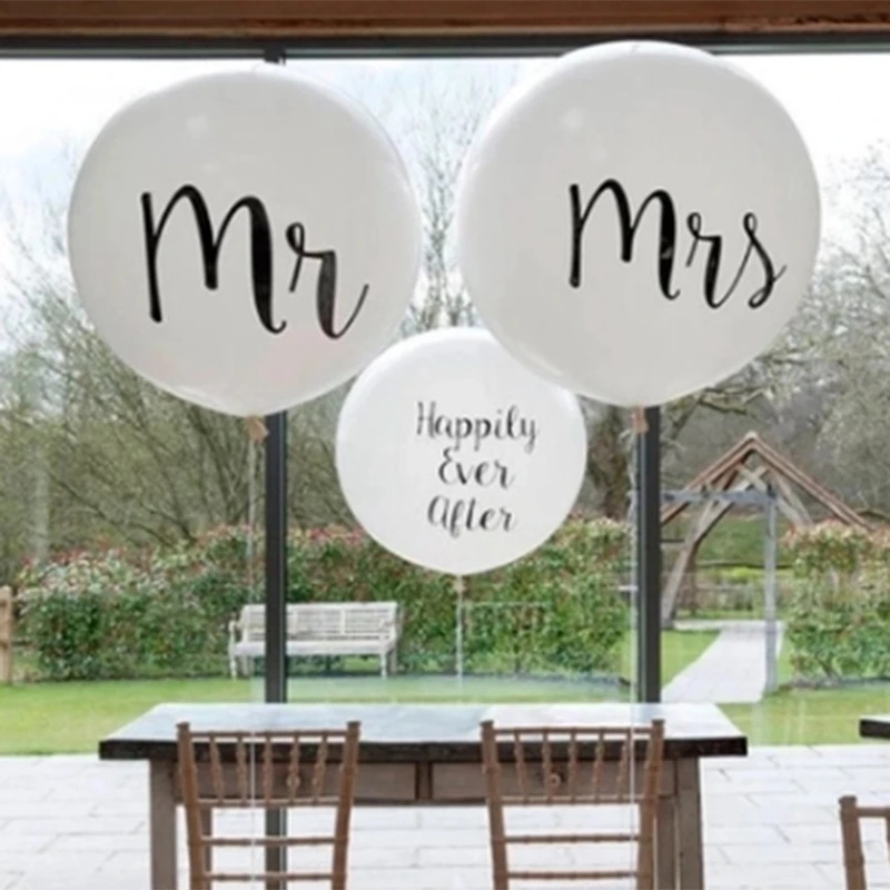 Белые латексные шары Mr Mrs для свадебной вечеринки, украшения для невесты, вечерние шары 36 дюймов с цветком S