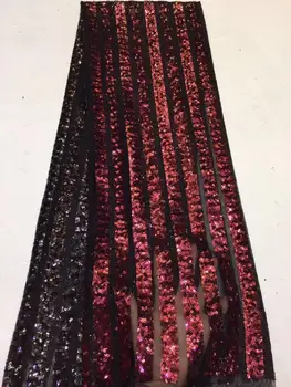 

New Red Gold African Organza Sequins Lace Fabric 2019 Hot Sale Nigerian Wedding Dress High Quality Organza French Net Mesh Lace