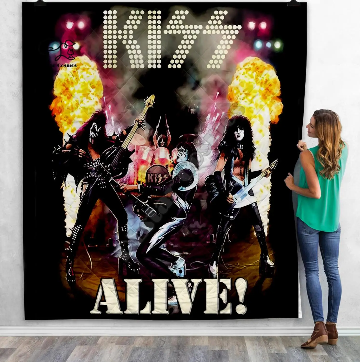 

KISS Rock & Roll All Nite Party 3D Quilt Blanket For Kids Adult Bedding Throw Soft Warm Thin Blanket With Cotton Quilt style-9