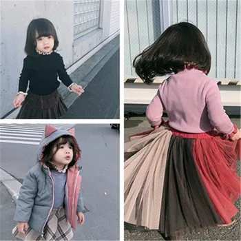 

Style Children Lace-up Sweater Baby Half-Turtle-Neck Fall And Winter Clothes Girls Base Sweater