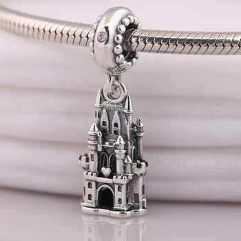 

Authentic 925 Sterling Silver Vintage Fairy Castle Dangle Charm Pendant Beads Fit Original Pan Bracelet Women DIY Jewelry