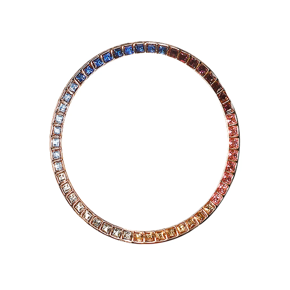 Rose gold Colourful Красочное стальное кольцо клейкая крышка для samsung Galaxy Watch 42 мм металлический ободок против царапин аксессуары для часов - Цвет: Rose gold Colourful