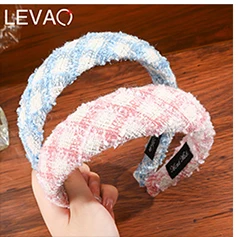 Levao Wide Velvet Headband Head Bezel Hair Accessories for Women Handmade Braided Hair Hoop Gold Thick Headbands Girls Headwear butterfly hair clips