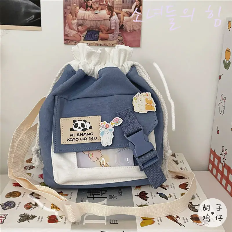 black shoulder bags Korea Ins Cute Soft Girl Small Bag Female Japanese Harajuku Retro Messenger Bag Girl Student Shoulder Bucket Bag mens shoulder bags Shoulder Bags