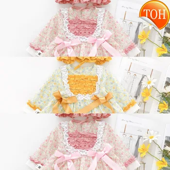

1-5Years Princess Dress Kids Baby Girl Retro Lace Flower Party Pageant Dress Bow European Palace Style Clothes