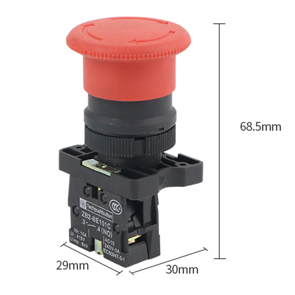 1 шт красный гриб переключатель аварийной остановки XB2-ES542 XB2-ES442 XB2-ES642 22 мм НЗ N/C кнопочный переключатель 600V 10A
