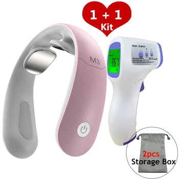 

Upgrade Bluetooth Neck and Shoulder Massager Pain Relief Tool APP Control Massager Cervical Physiotherapy With Thermometer Gun