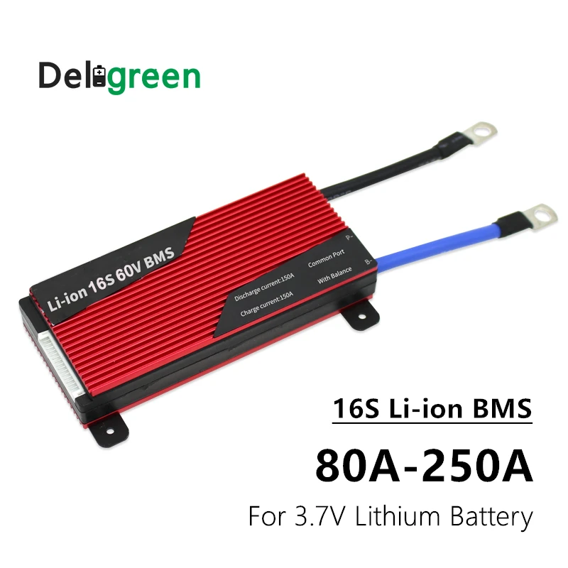 Литий ионный аккумулятор 16S 80A 100A 120A 150A 200A 250A PCM/PCB/BMS для электровелосипеда и