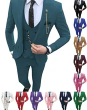 Costume et blazer cintrés pour hommes, 3 pièces, gris décontracté, Tuxedos de bal pour marié, Business à revers, pour mariage, 2021 