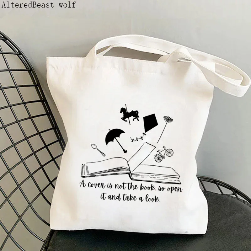 Women Shopper MARY POPPINS PRACTICALLY Kawaii Bag Harajuku Shopping Canvas Shopper Bag girl handbag Tote Shoulder Lady Bag