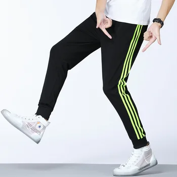 

Summer Mens Cotton Sport Pants Side Striped Sweatpants Men Joggers Track Pants Skinny Trousers Casual Pants