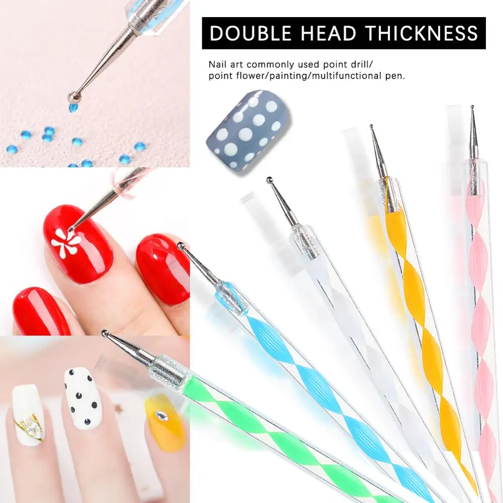 

5Pcs/Pack Nail Dotting Pen Acrylic Manicure Tools Set For Nail Art Decoration Tools Painting Drawing Nail Glue UV Gel