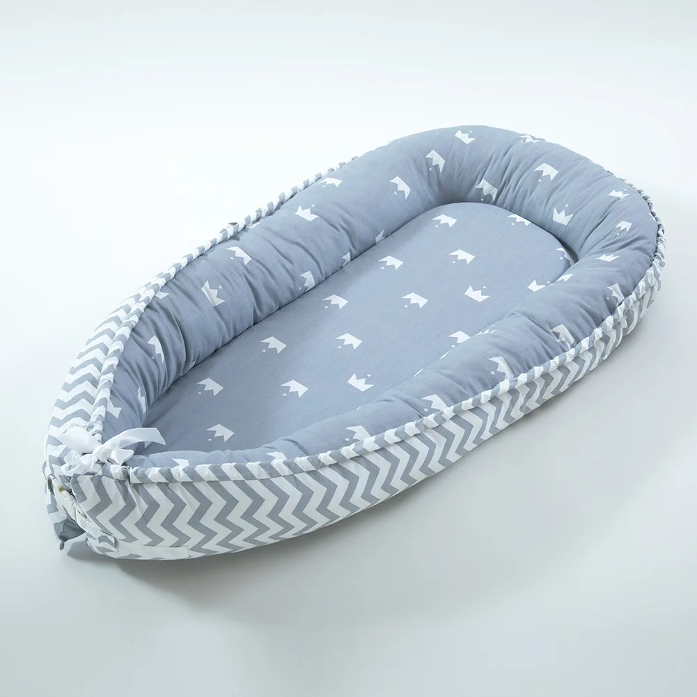 Дизайн детский хлопковый матрас Мягкая кроватка дорожная кровать для детей детская колыбель новорожденный бампер - Цвет: Синий