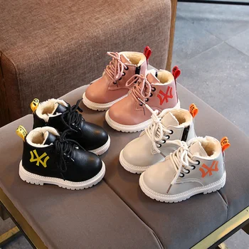 

2020 Autumn/Winter Plush Children boots Boys Girls Martin Shoes Fashion Brand Soft Leather Warm Kids Boots