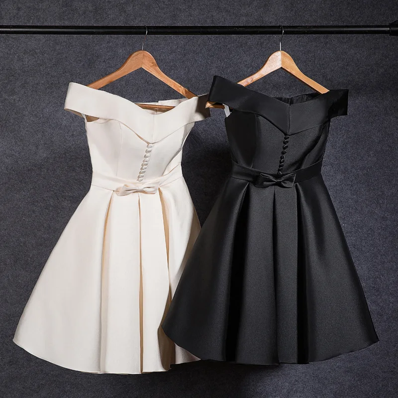 

BacklakeGirls 2019 Sexy V Neck Off Shoulder Satin Graduation Dress With Button Bow Vestido De Graduacion 2019 Largo Free Ship