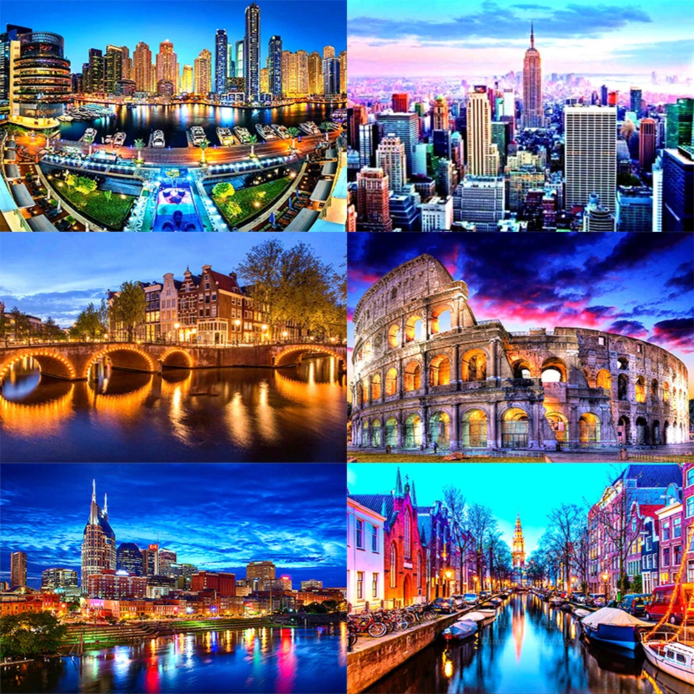 XUEQIXIAOZU-Full-Round-the-view-of-the-city-Diamond-embroidery-5D-DIY-Diamond-painting-Diamond-mosaic