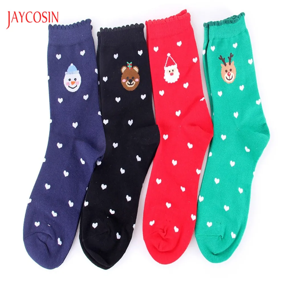 Женские носки Jaycosin, 12 пар, рождественские хлопковые носки, Разноцветные Повседневные Носки с рисунком оленя, милые женские зимние носки