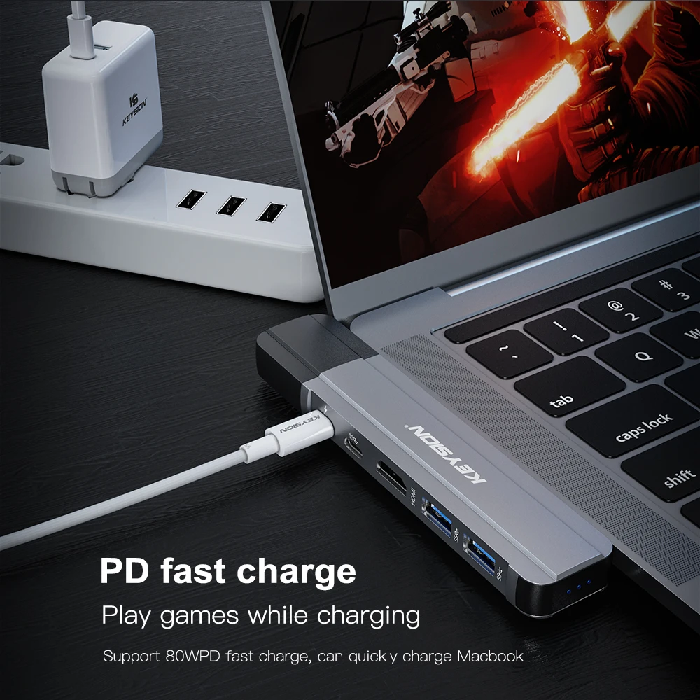 KEYSION USB HUB C HUB to Multi USB 3.0 HDMI Adapter USB Splitter for MacBook Pro Dock Thunderbolt 3