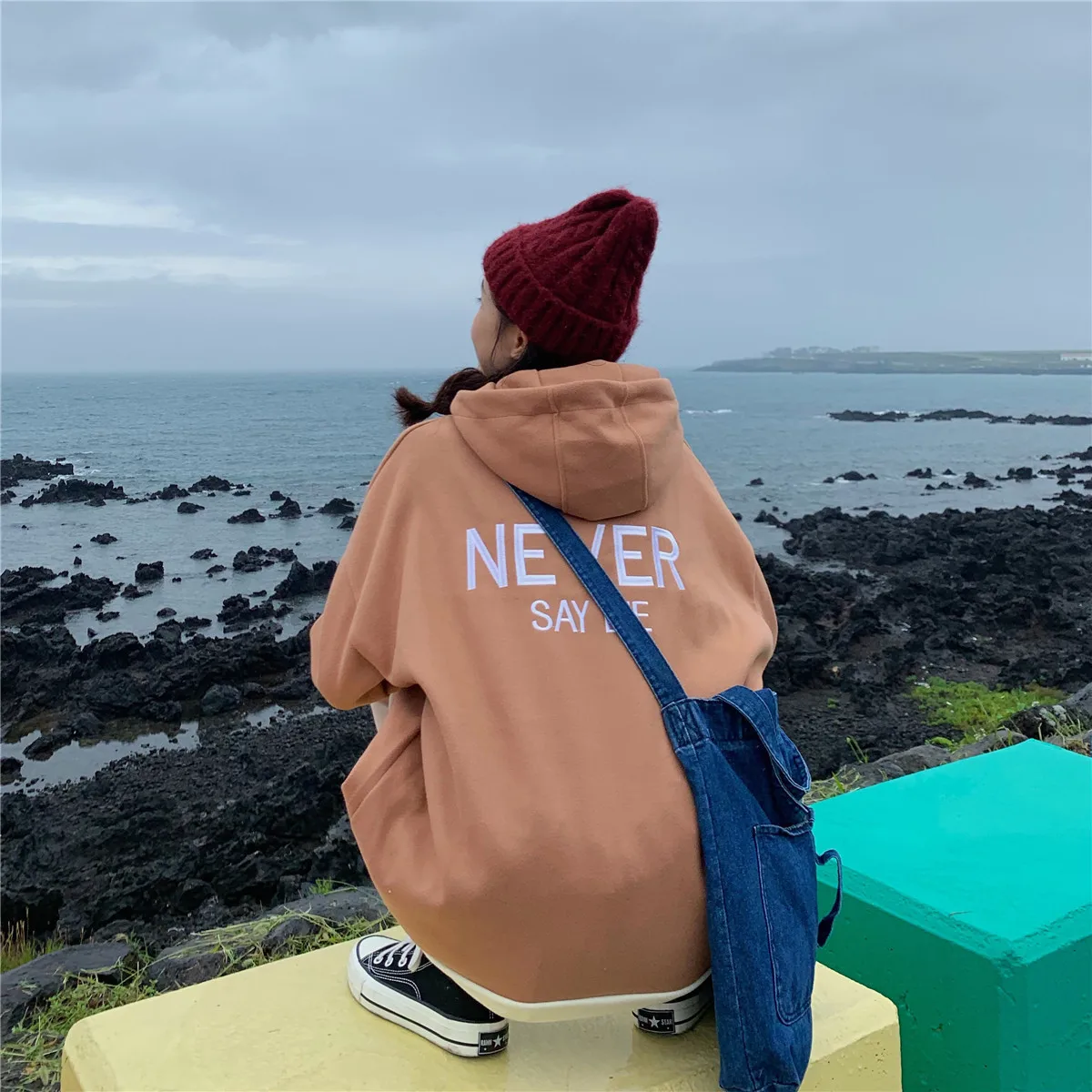 

569 # [Photo Shoot plus Velvet Hoodie Suit] Students Lettered Embroidered Hoodie Collocation Pants Two-Piece Set