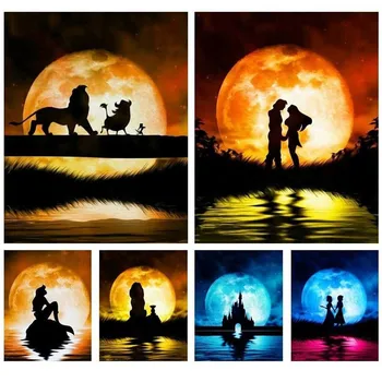 

Diamond Painting Romance Moonlight Reflection Mosaic Cross Stitch Square&Round Diamond Home Decorative Picture Hanging Painting