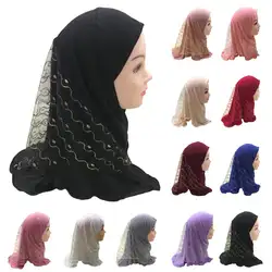 Одна деталь Amira мусульманских детей девочек сетчатая шапка платок шаль Обёрточная бумага Исламская, молитвенная хиджаб висячий крышка