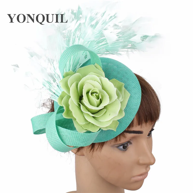 Hair Accessories Yellow Fashion Hat Fedora Formal Dress Church Fascinators Hat Headband Party Tea Millinery Caps Mesh Hair Accessories Fascinator Hats