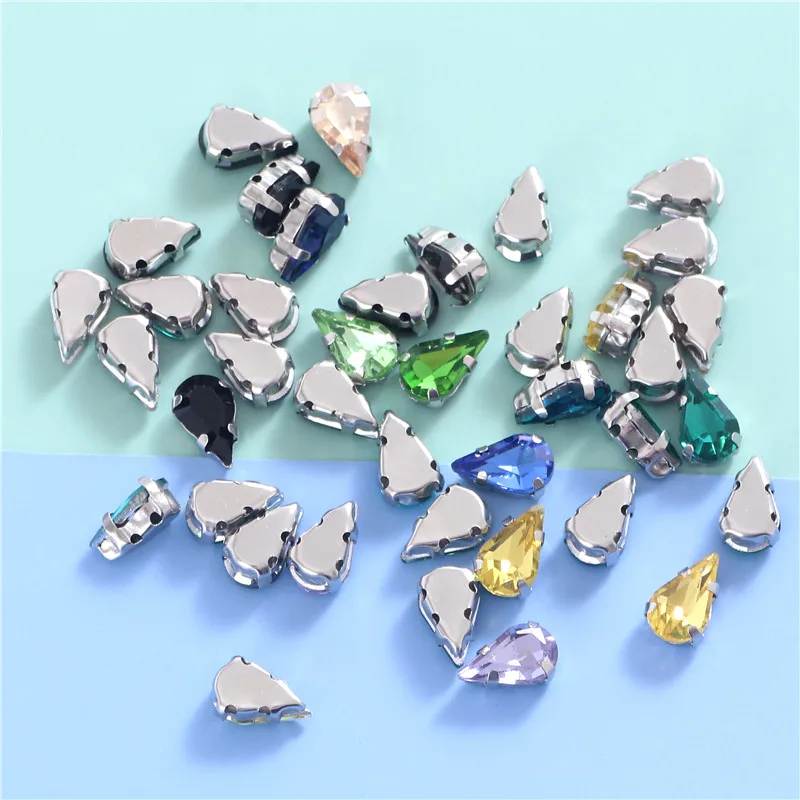 Colorful Teardrop Glass Crystal Sew On Rhinestones Sewing Rhinestones Rhinestone Crystals 3 Sizes