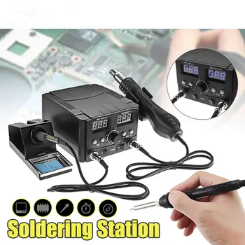 

750W 2 In 1 LED Double Digital Display Soldering Station Hot Air Guns Rework Station Electric Soldering Iron Welding Table Set