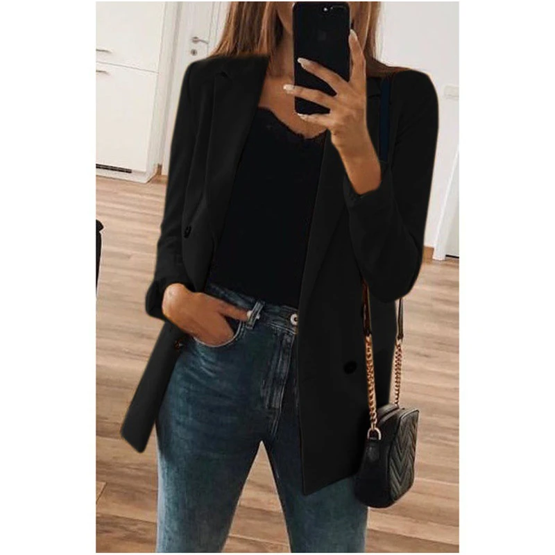 As photo shows Suit Women Blazers and Jackets Vintage Black Blazer Elegant Ladies Suits Formal Office Wear Casual Coat Outwear Top Clothes - Цвет: As photo shows