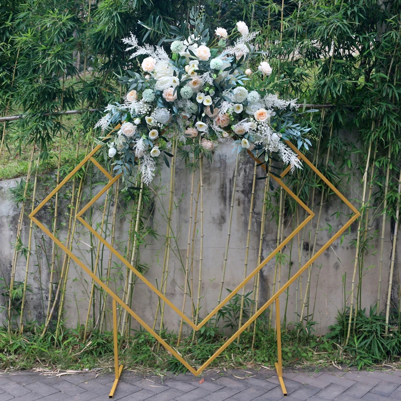 JAROWN Wedding Arch Rhombus Shelf Backdrop Frame Quadrilateral Geometry Flower Stand Shooting Props Wedding Arrangement Decor (7)