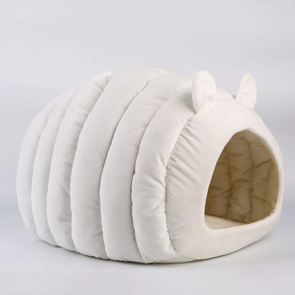4 цвета, дизайн дома для кошек, собак, форма хлеба, бархатный теплый домашний моющийся коврик для кошек, кровать для собак, мебель для домашних животных для кошек - Цвет: White