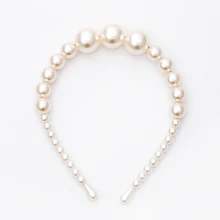 Большой Жемчуг повязки для волос Элегантный женский тренд роскошный белый цветной головной убор милый медведь уха обруч для волос ободок для девушки, принадлежности для волос